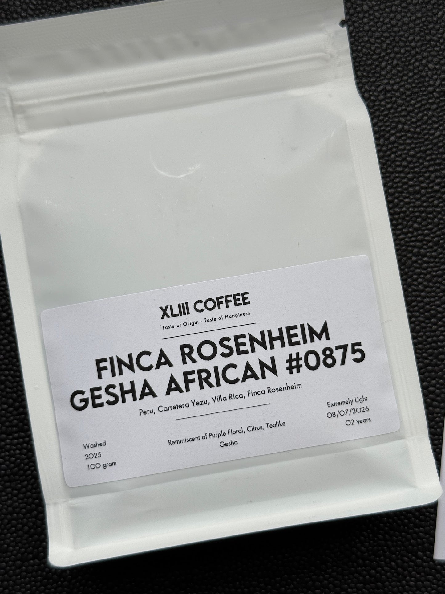 FINCA ROSENHEIM GESHA AFRICAN #0875 - GESHA, WASHED - PERU